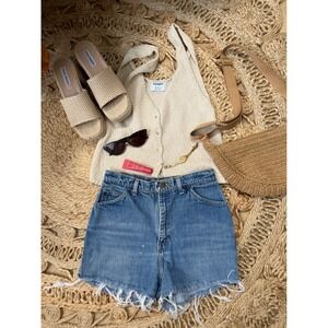 Vintage Chic by HIS High Waisted Denim Cutoff Shorts Medium Wash Blue Size 11/12